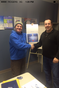 Teamster Chris Waters being presented with his Class3 Warehouse Diploma